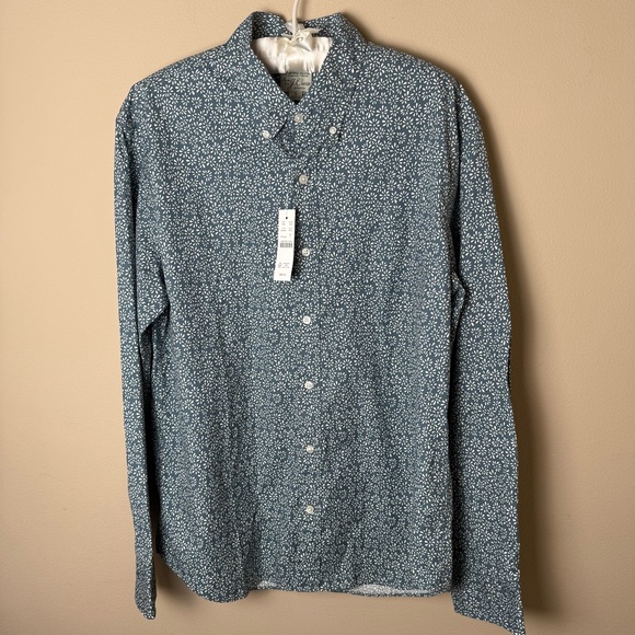 NWT J.Crew Slim Untucked Mens Large Button Down Shirt Stretch Floral Secret Wash - Picture 1 of 10